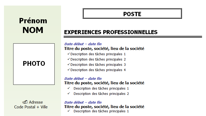 Exemple de CV