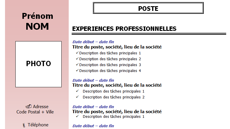 Exemple de CV