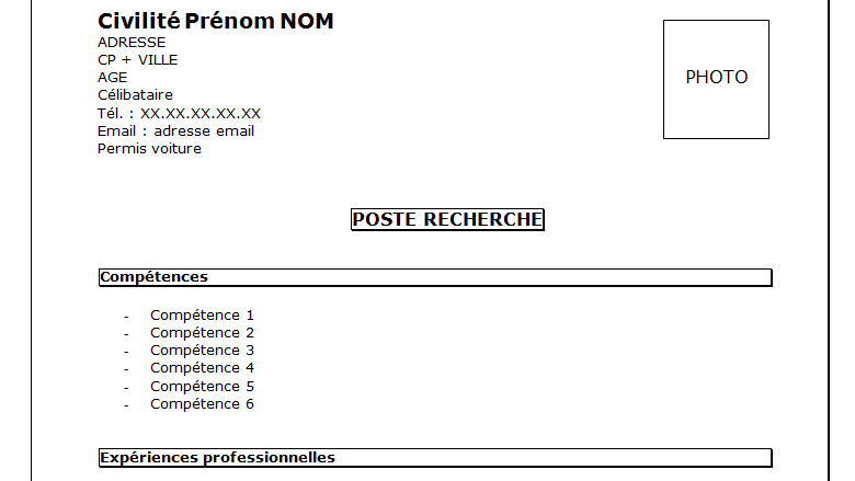 Exemple de CV