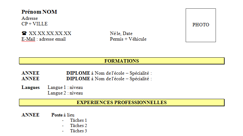 Exemple de CV