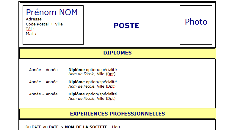 Exemple de CV