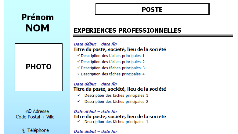 Exemple de CV